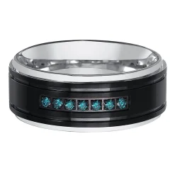 Men's 1/7 Ct. Tw. Blue Diamond Band In Stainless Steel, 9Mm