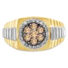 Men's 3/4 Ct. Tw. Champagne & White Diamond Ring In 10K Yellow & White Gold