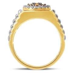 Men's 3/4 Ct. Tw. Champagne & White Diamond Ring In 10K Yellow & White Gold