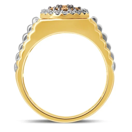 Men's 3/4 Ct. Tw. Champagne & White Diamond Ring In 10K Yellow & White Gold