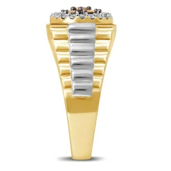 Men's 3/4 Ct. Tw. Champagne & White Diamond Ring In 10K Yellow & White Gold