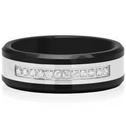 Men's 1/7 Ct. Tw. Diamond Band In Stainless Steel & Ceramic