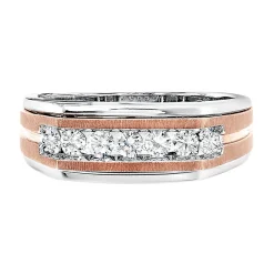 Men's 1/2 Ct. Tw. Diamond Band In 10K White & Rose Gold