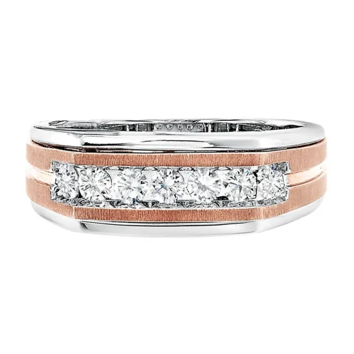 Men's 1/2 Ct. Tw. Diamond Band In 10K White & Rose Gold