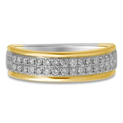 Men's 1/4 Ct. Tw. Diamond Band In 10K White & Yellow Gold