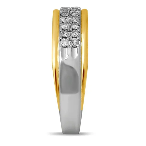 Men's 1/4 Ct. Tw. Diamond Band In 10K White & Yellow Gold