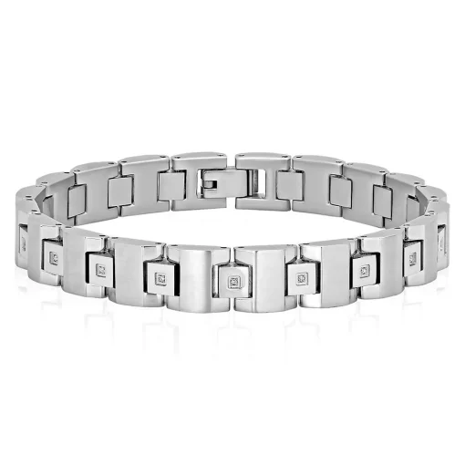 Men's 1/10 Ct. Tw. Diamond Link Bracelet In Stainless Steel