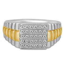 Men's 1/4 Ct. Tw. Diamond Ring In 10K White & Yellow Gold