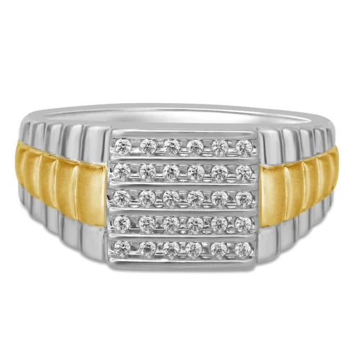 Men's 1/4 Ct. Tw. Diamond Ring In 10K White & Yellow Gold
