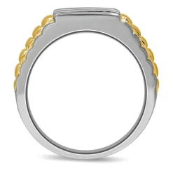 Men's 1/4 Ct. Tw. Diamond Ring In 10K White & Yellow Gold