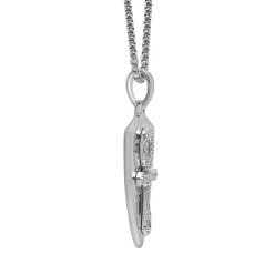 Men's Ankh Cross Shield Pendant In Sterling Silver (1/4 Ct. Tw.)