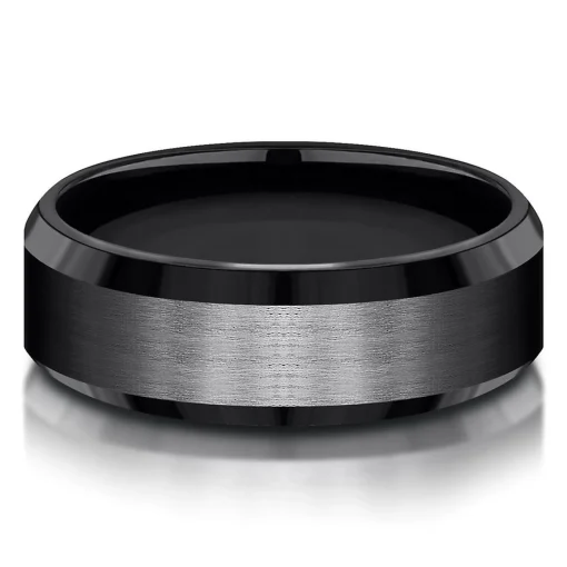 Men's Band In Black Titanium, 7Mm