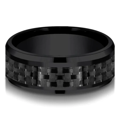 Men's Band In Black Titanium & Carbon Fiber, 8Mm