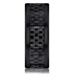 Men's Band In Black Titanium & Carbon Fiber, 8Mm