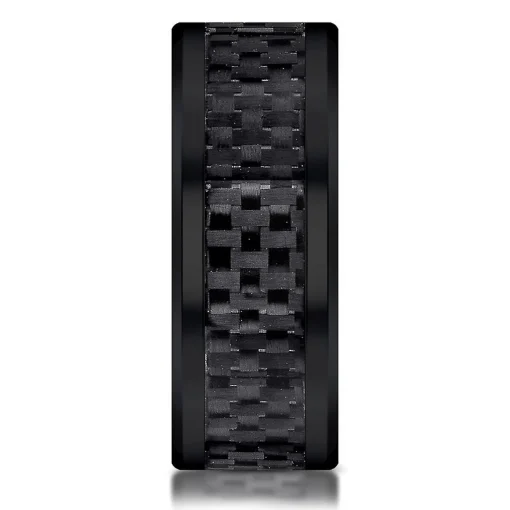 Men's Band In Black Titanium & Carbon Fiber, 8Mm