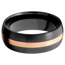 Men's Band In Black Zirconium & 14K Rose Gold, 8Mm