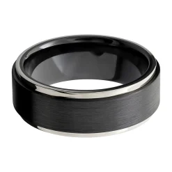 Men's Band In Black Zirconium & 14K White Gold, 8Mm