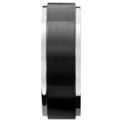 Men's Band In Black Zirconium & 14K White Gold, 8Mm