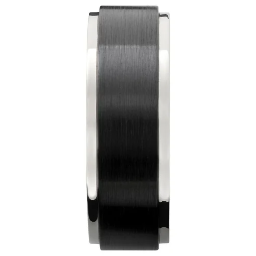 Men's Band In Black Zirconium & 14K White Gold, 8Mm
