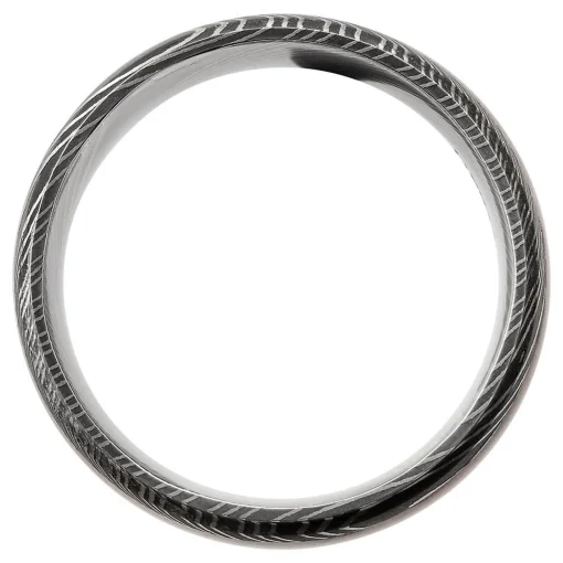 Men's Band In Damascus Steel & Dinosaur Bone, 8Mm