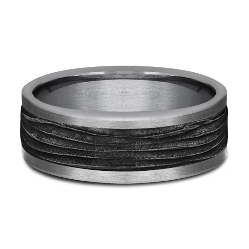 Men's Bark Pattern Band In Grey Tantalum, 8Mm