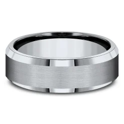Men's Bevel Edged Band In Titanium, 7Mm