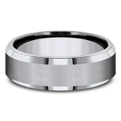 Men's Bevel Edged Band In Titanium, 7Mm