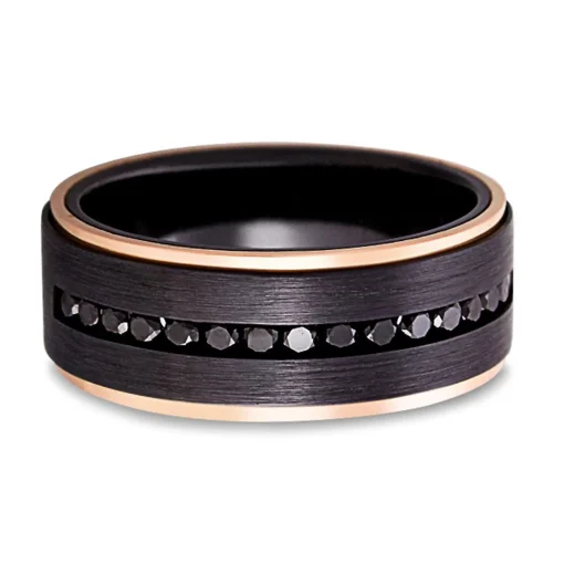 Men's Black Diamond Wedding Band In Black Zirconium, 8Mm (5/8 Ct.Tw.)