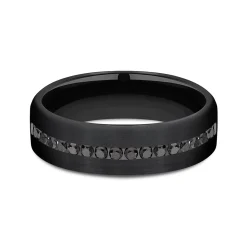 Men's Black Wedding Band With Black Diamonds In Titanium, 6.5Mm (3/8 Ct. Tw.)