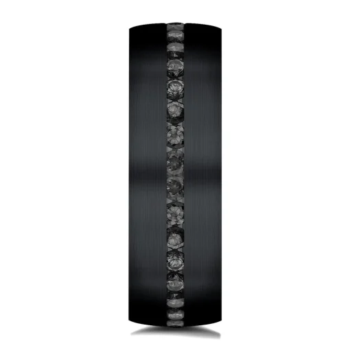 Men's Black Wedding Band With Black Diamonds In Titanium, 6.5Mm (3/8 Ct. Tw.)