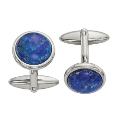 Men's Blue Lapis Cuff Links In Stainless Steel