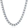 Men's Box Chain Necklace With Blue Ion Plating In Stainless Steel, 24"