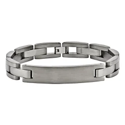 Men's Brushed Id Bracelet In Titanium