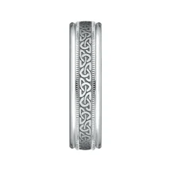 Men's Celtic Triangle Wedding Band In 10K White Gold, 6Mm