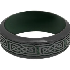 Men's Celtic Wedding Band With Green Cerakote In Black Zirconium, 8Mm