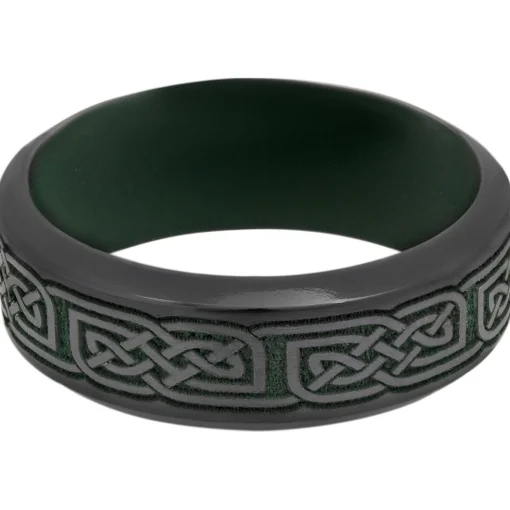 Men's Celtic Wedding Band With Green Cerakote In Black Zirconium, 8Mm