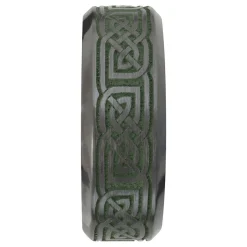 Men's Celtic Wedding Band With Green Cerakote In Black Zirconium, 8Mm