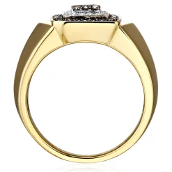 Men's Champagne Diamond Cluster Ring In 10K Yellow Gold (1/3 Ct. Tw.)