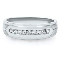 Men's Channel-Set Diamond Wedding Band In 10K White Gold (1/4 Ct. Tw.)