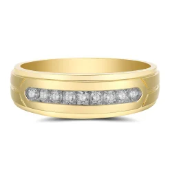Men's Channel-Set Diamond Wedding Band In 10K Yellow Gold (1/4 Ct. Tw.)
