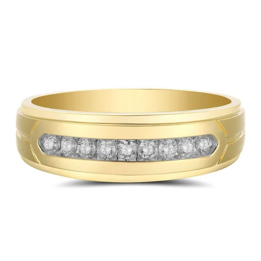 Men's Channel-Set Diamond Wedding Band In 10K Yellow Gold (1/4 Ct. Tw.)