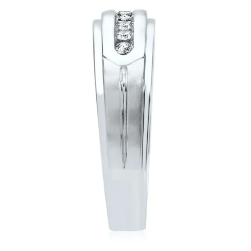 Men's Channel-Set Diamond Wedding Band In 10K White Gold (1/4 Ct. Tw.)