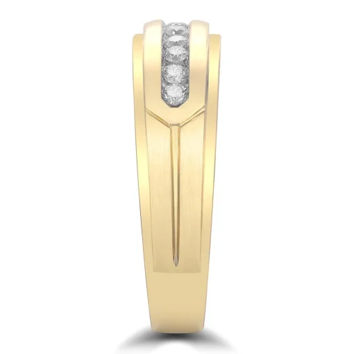 Men's Channel-Set Diamond Wedding Band In 10K Yellow Gold (1/4 Ct. Tw.)