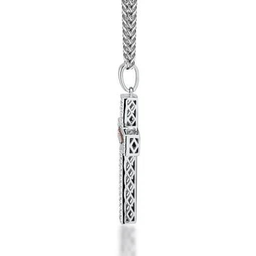 Men's Cross Pendant With White & Champagne Diamonds In Sterling Silver (5/8 Ct. Tw.)