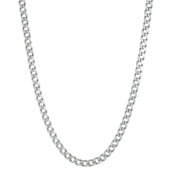 Men's Curb Chain In Sterling Silver, 22"