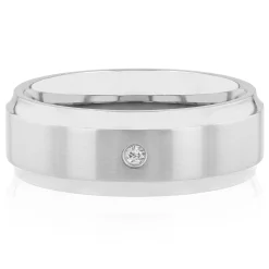 Men's Diamond Band In Stainless Steel, 8Mm