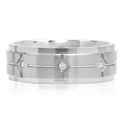 Men's Diamond Band In Stainless Steel, 8Mm