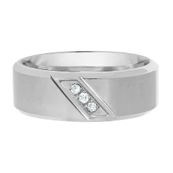Men's Diamond Band In Stainless Steel, 8Mm