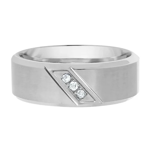 Men's Diamond Band In Stainless Steel, 8Mm