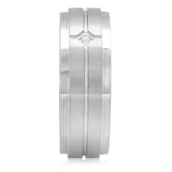Men's Diamond Band In Stainless Steel, 8Mm
